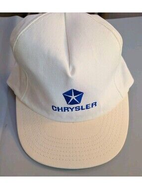 Vintage Chrysler Pentastar Hat White Snapback Made in USA Retro Auto Promo Cap